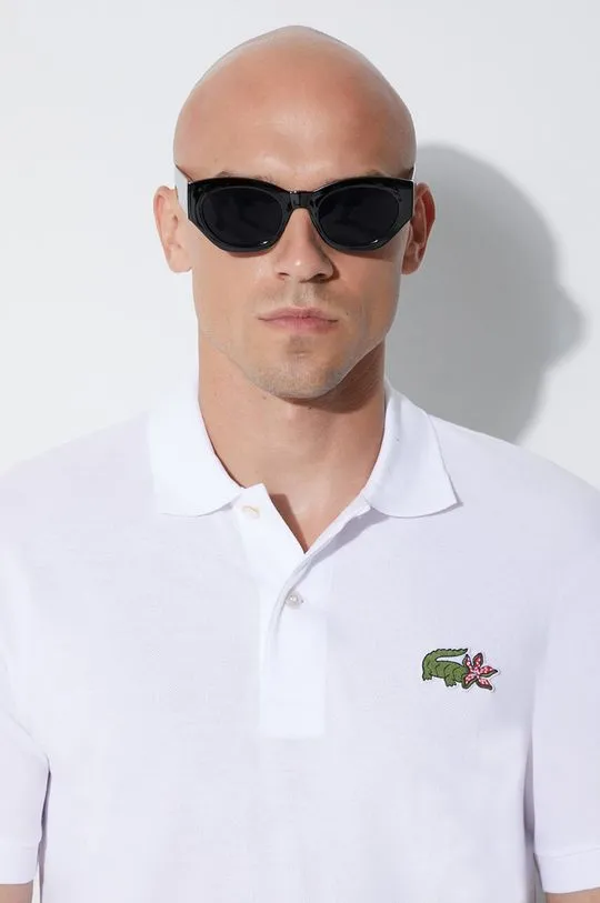 Lacoste cotton polo shirt x Netflix white color