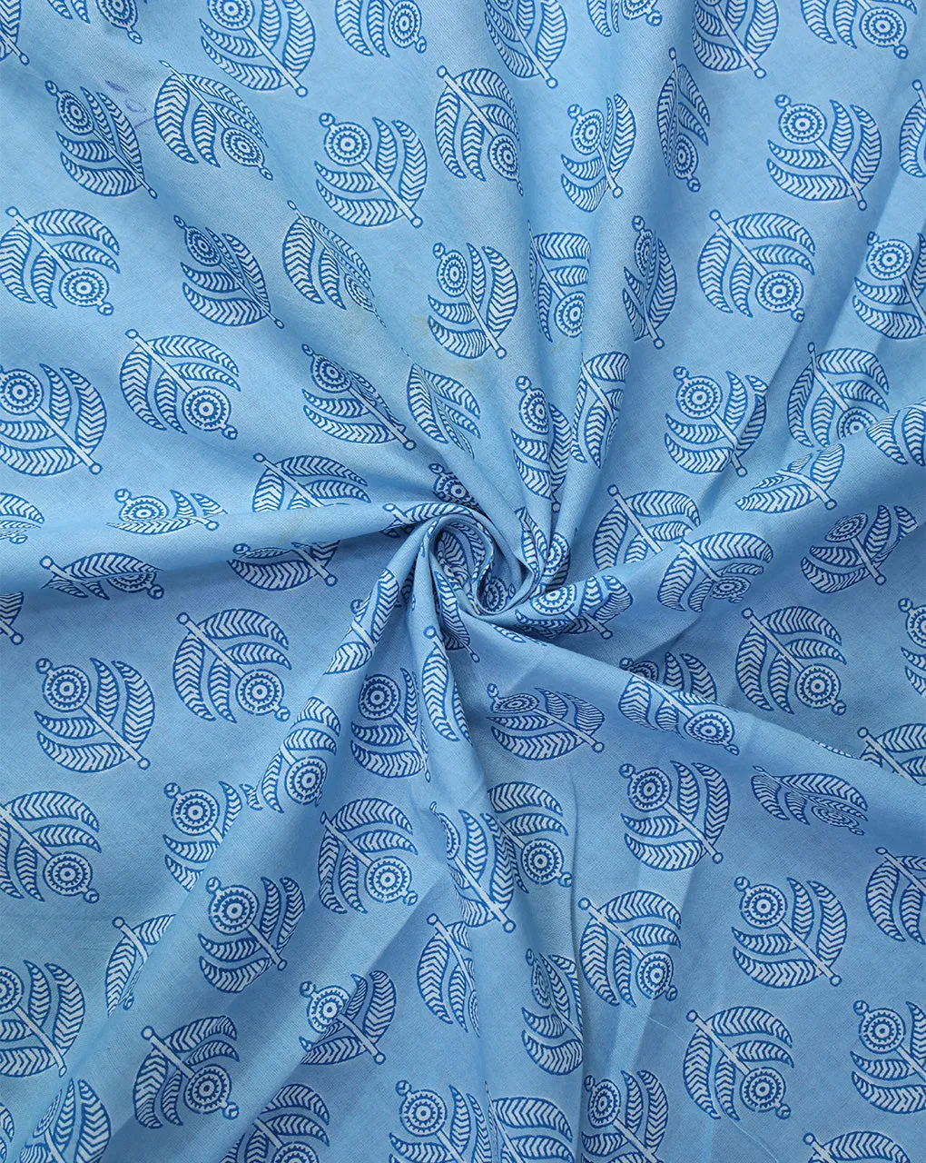 LIGHT BLUE ABSTRACT DESIGN COTTON PRINTED FABRIC