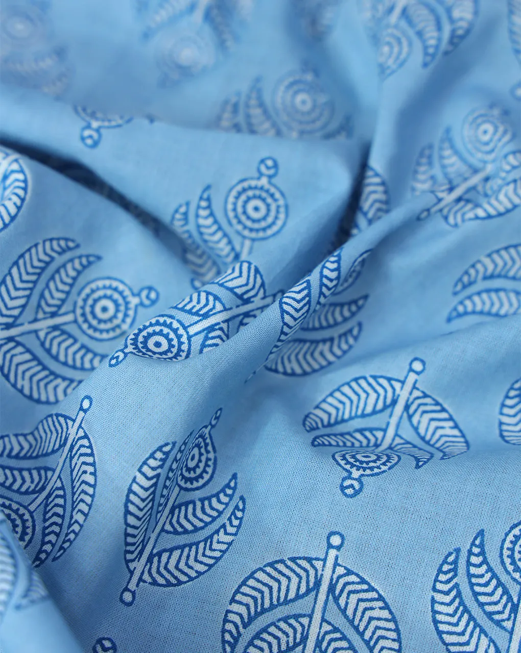 LIGHT BLUE ABSTRACT DESIGN COTTON PRINTED FABRIC