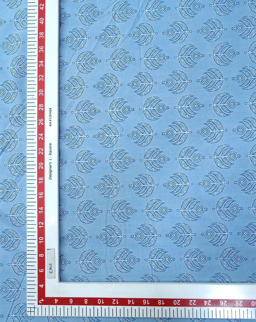 LIGHT BLUE ABSTRACT DESIGN COTTON PRINTED FABRIC