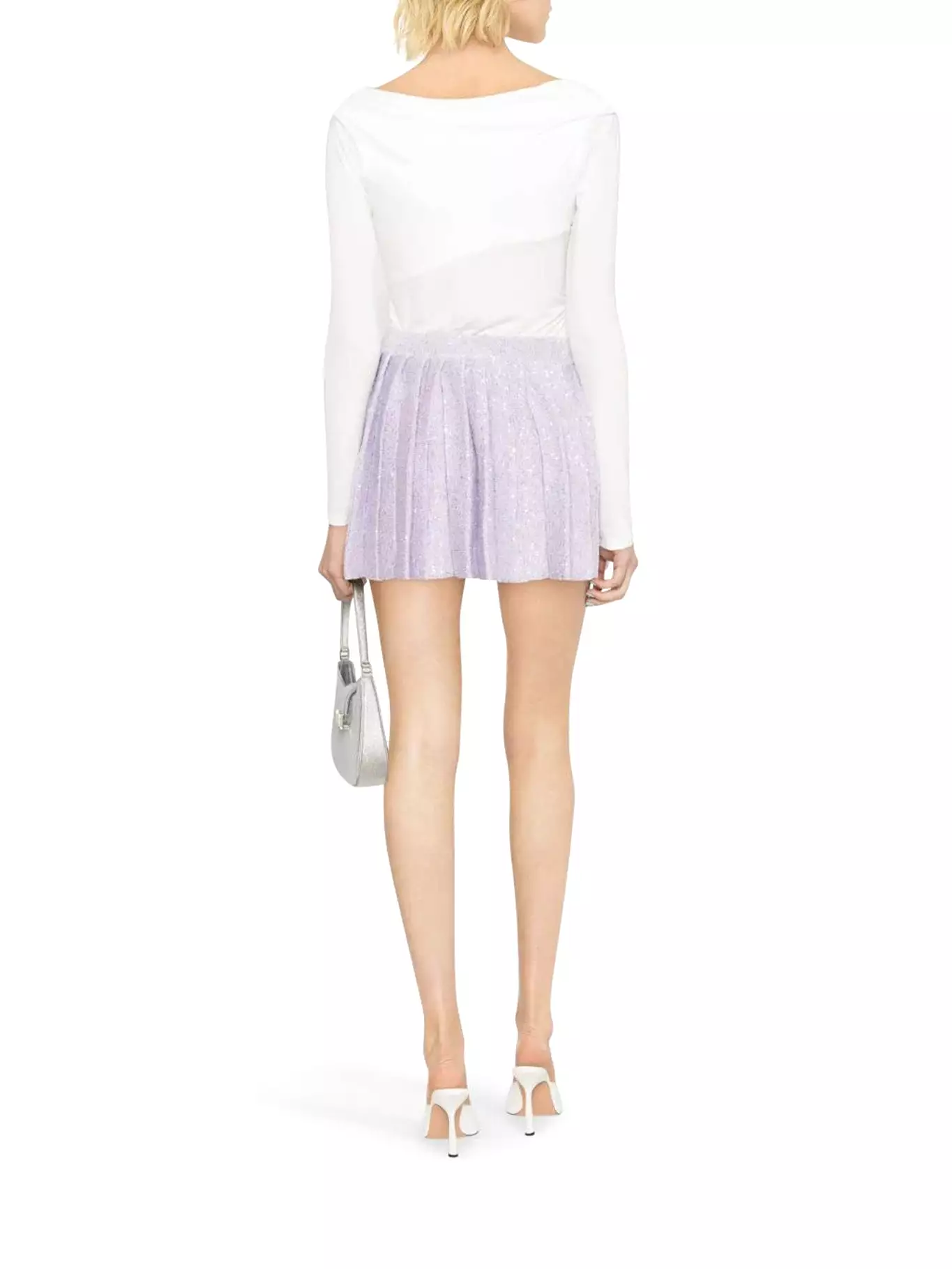 LILAC SEQUIN PLEATED KNIT SKIRT