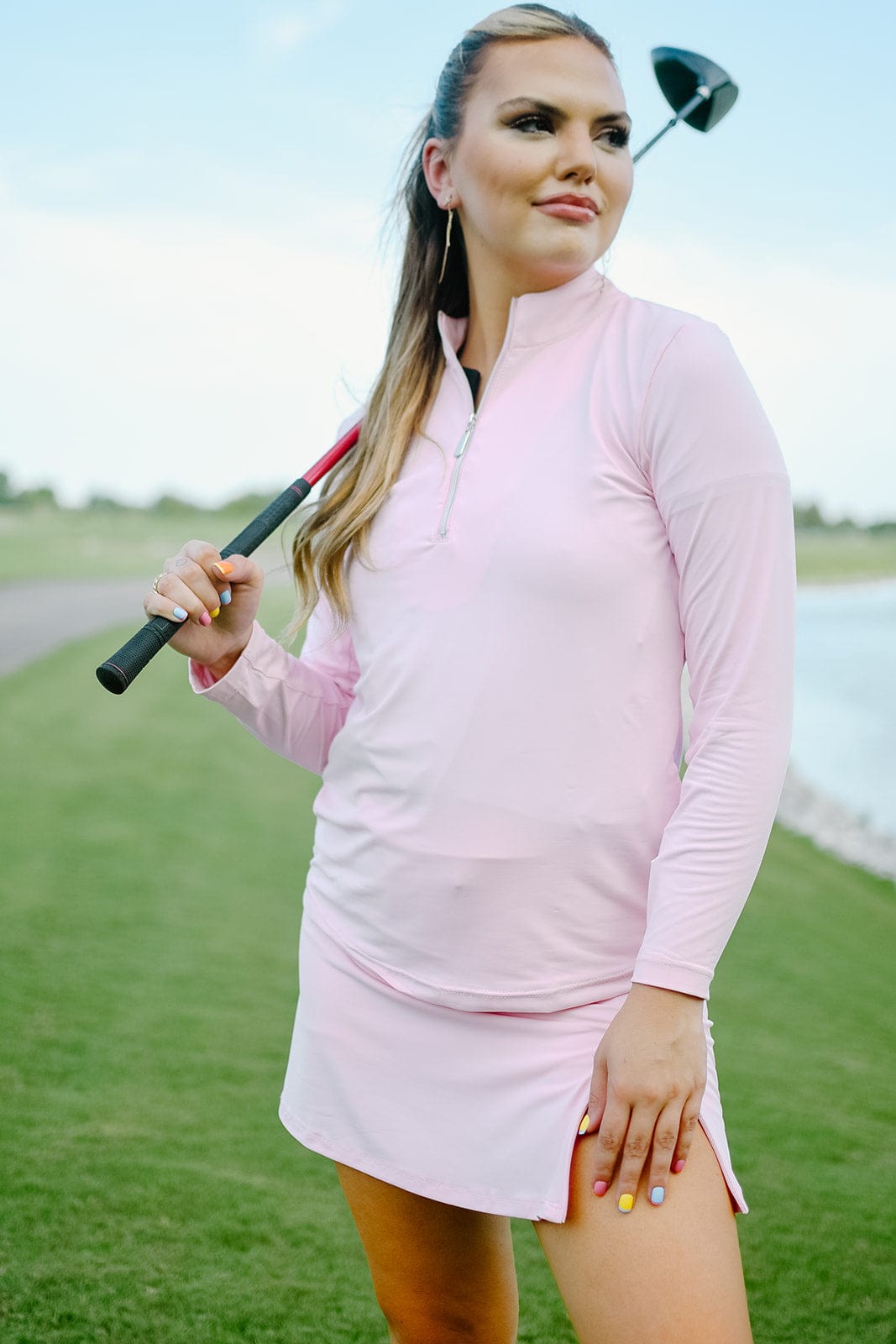 Lulu B Baby Pink Quarter Zip