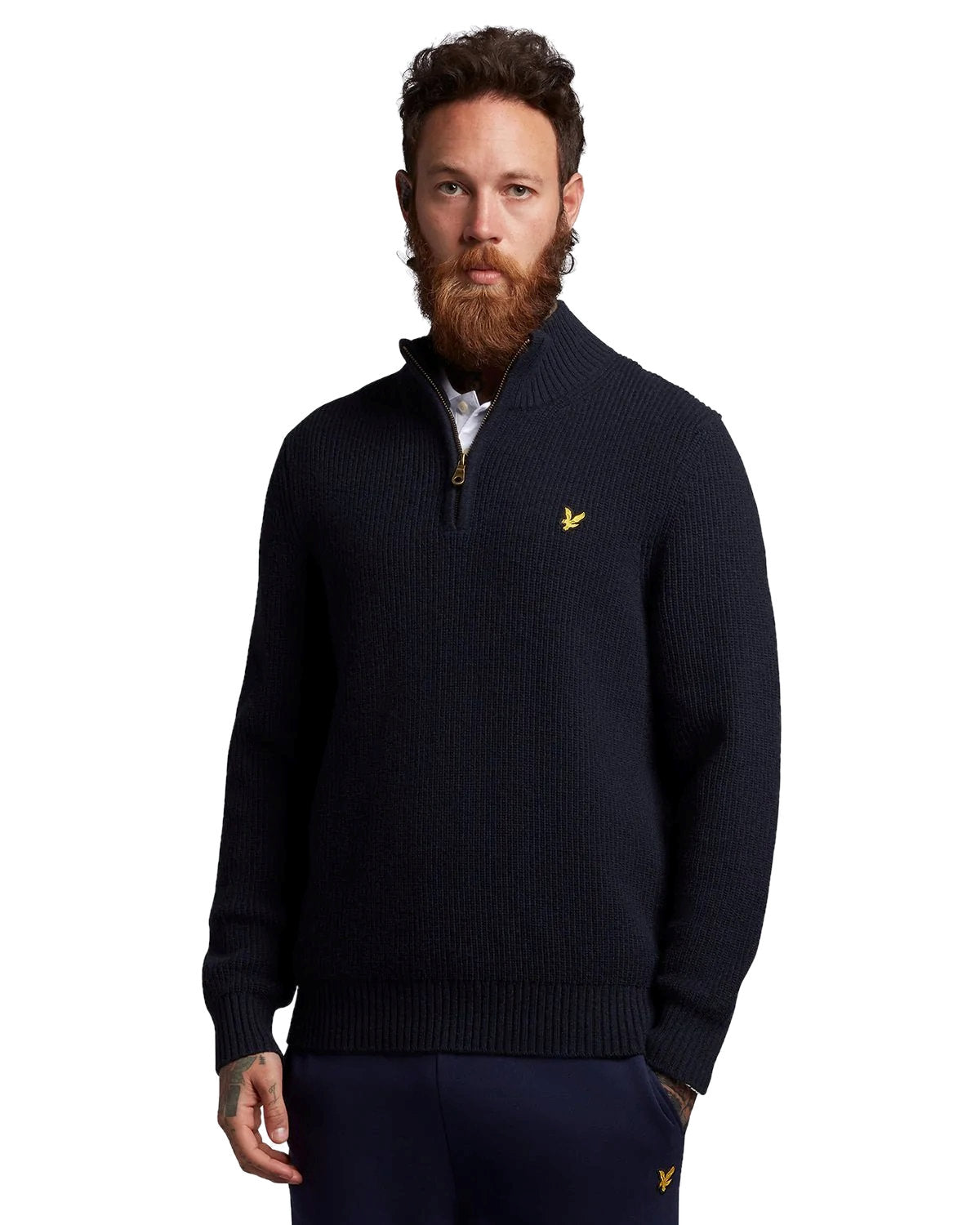 Lyle & Scott Mens Ribbed Quarter Zip Jumper