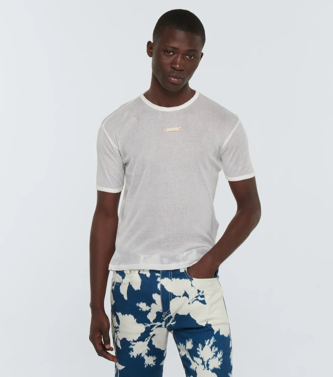 Maison Margiela  |Crew Neck Silk Plain Cotton Short Sleeves Designers