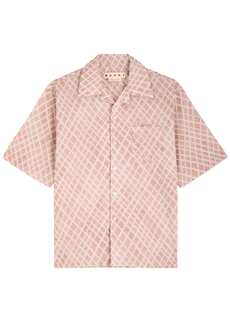 MARNI Printed logo cotton-poplin shirt  -                         -                     -                