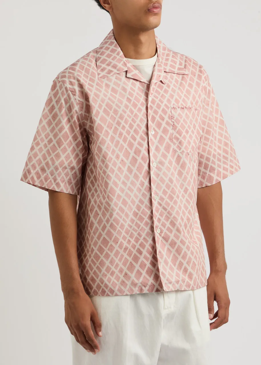 MARNI Printed logo cotton-poplin shirt  -                         -                     -                