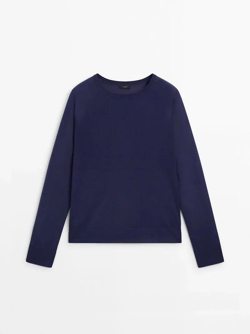 Massimo Dutti  |Crew Neck Casual Style Silk Long Sleeves Plain Cotton