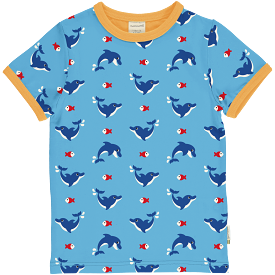 Maxomorra Dolphin Organic Cotton Printed Short Sleeved Top