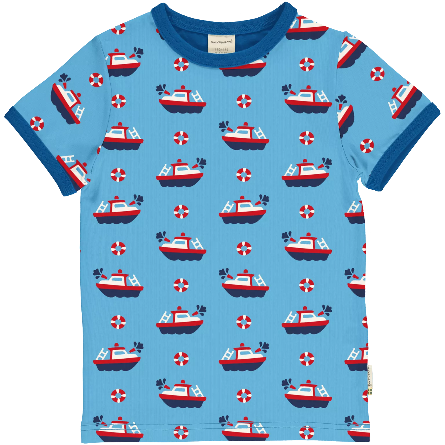 Maxomorra Fireboat Organic Cotton Printed Short Sleeved Top