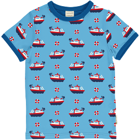 Maxomorra Fireboat Organic Cotton Printed Short Sleeved Top