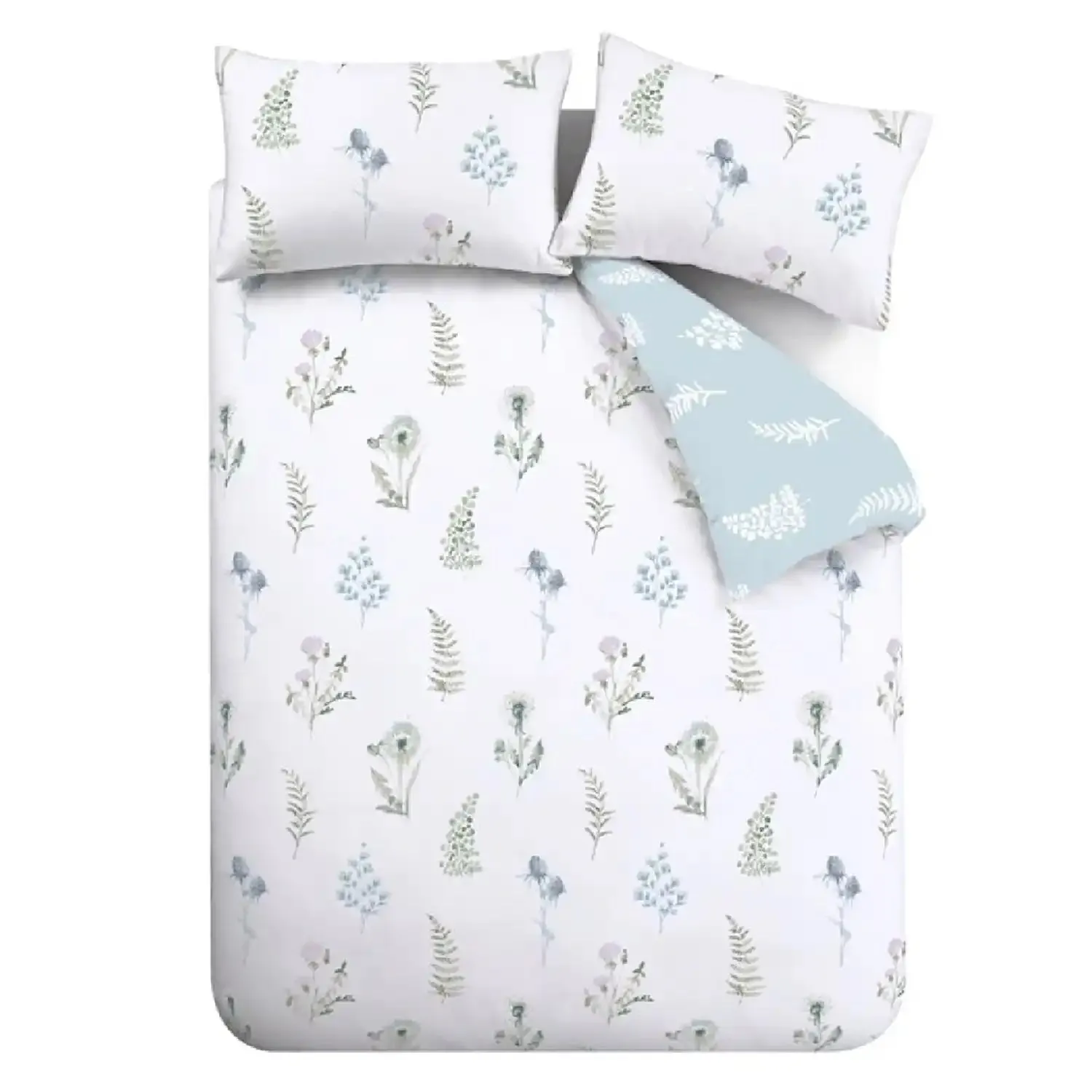 Meadow Flowers Egyptian Cotton Double Duvet Cover Set with Pillowcases White