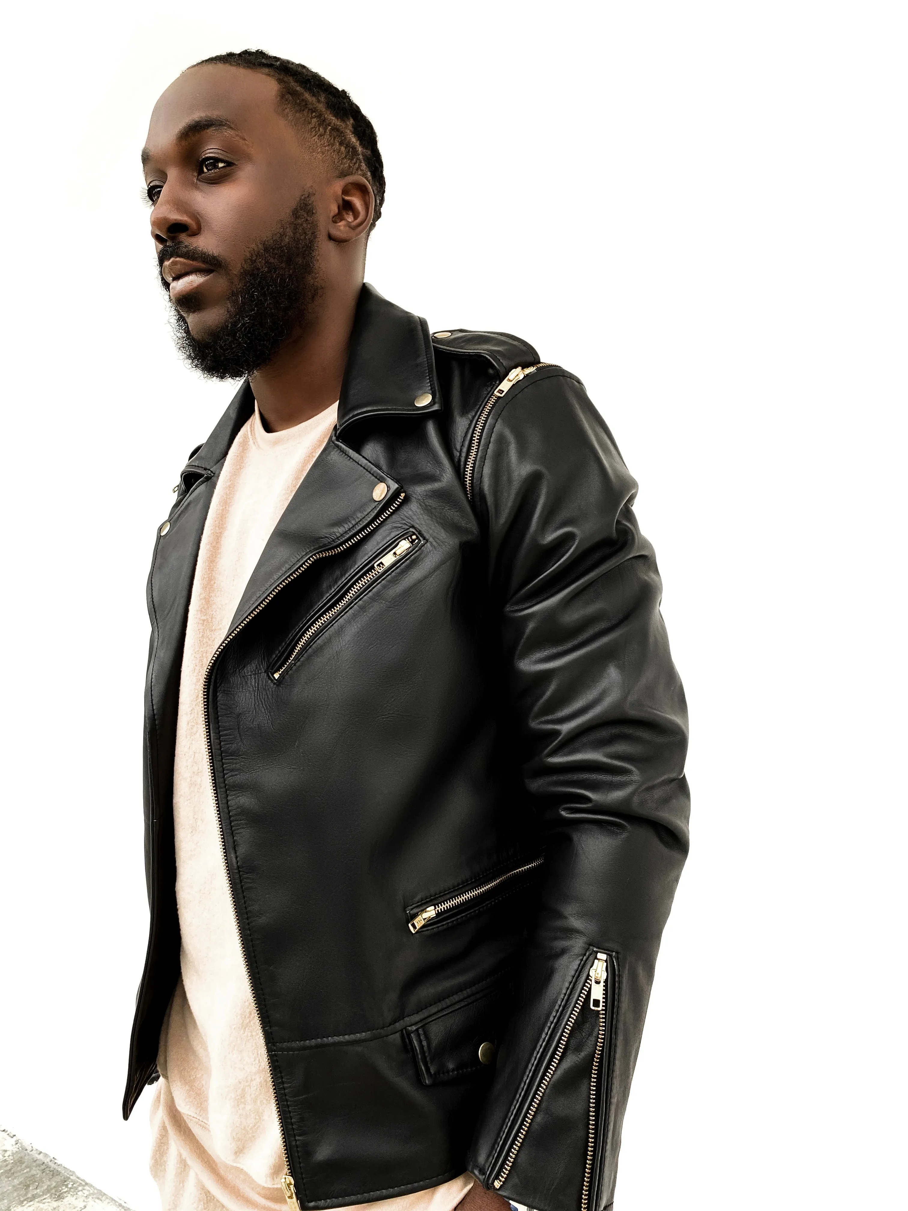 Men's leather moto jacket