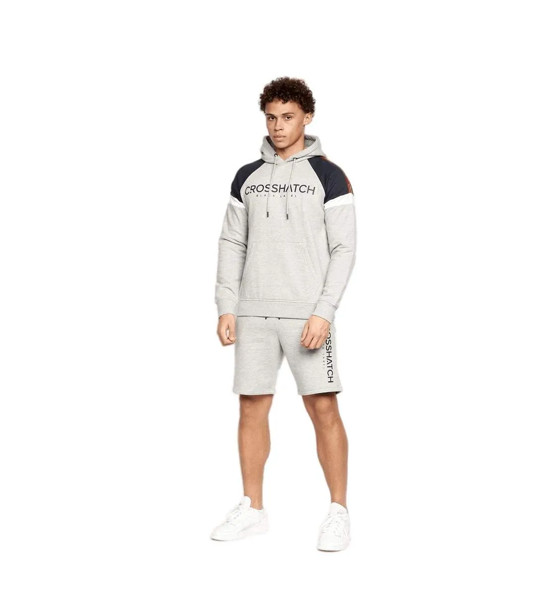 Mens reginald hoodie and shorts set grey marl Crosshatch