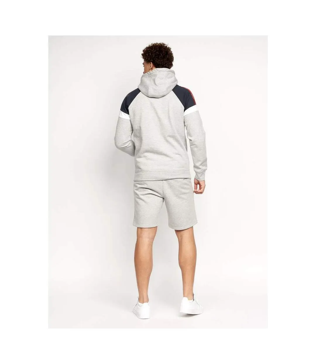 Mens reginald hoodie and shorts set grey marl Crosshatch