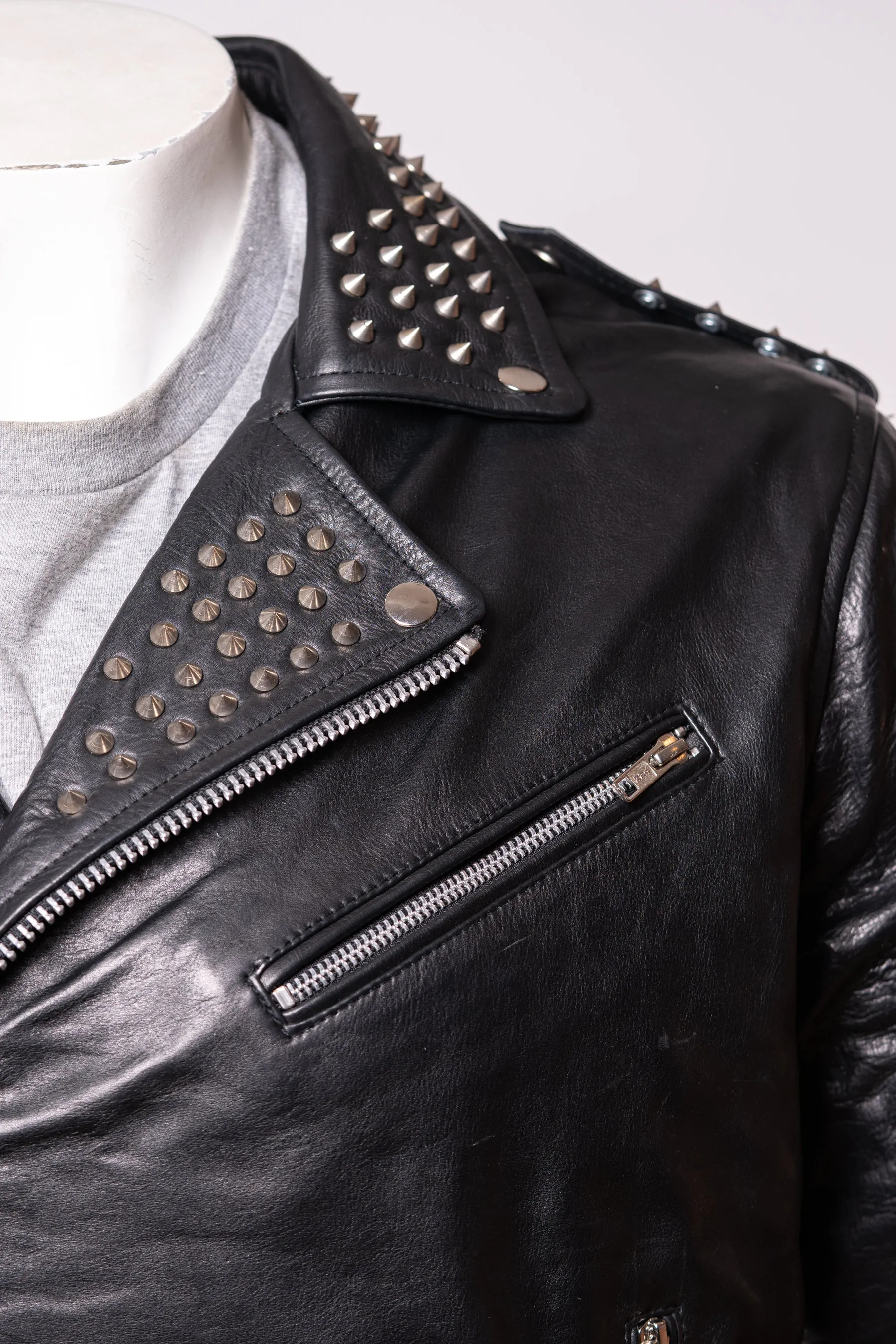 Mens Super Studded Black Biker Jacket - Dexter