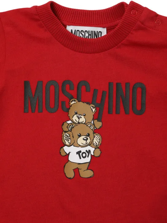 Moschino   Printed cotton jersey longsleeve t-shirt 