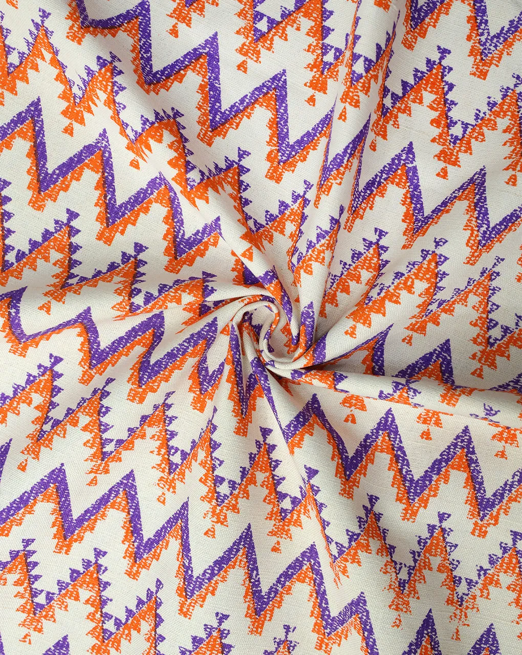 MULTICOLOR ZIG ZAG DESIGN COTTON LINEN PRINTED FABRIC