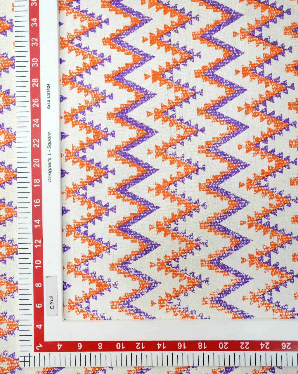 MULTICOLOR ZIG ZAG DESIGN COTTON LINEN PRINTED FABRIC