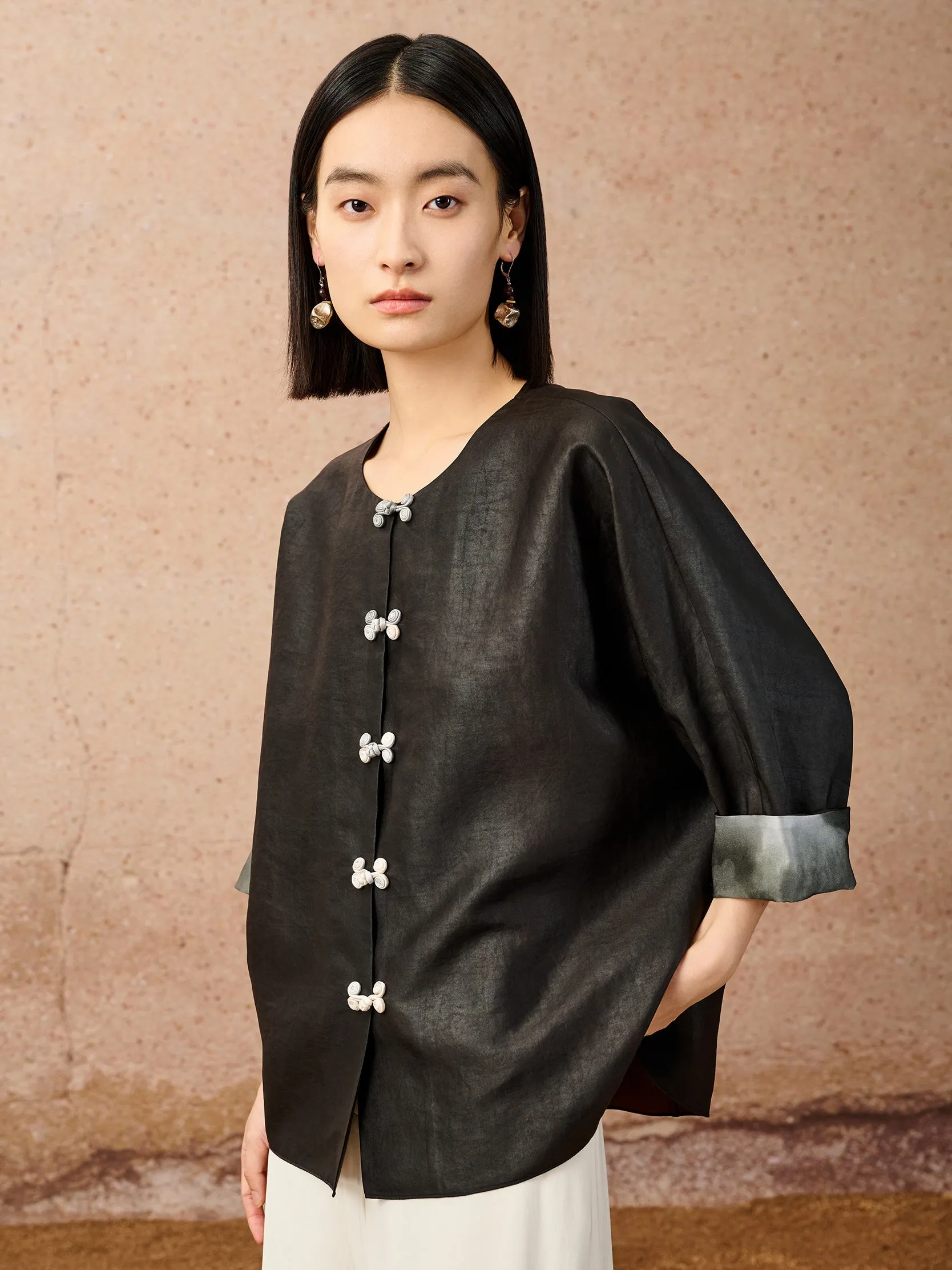 Neo-Chinese style gambiered canton silk jacket