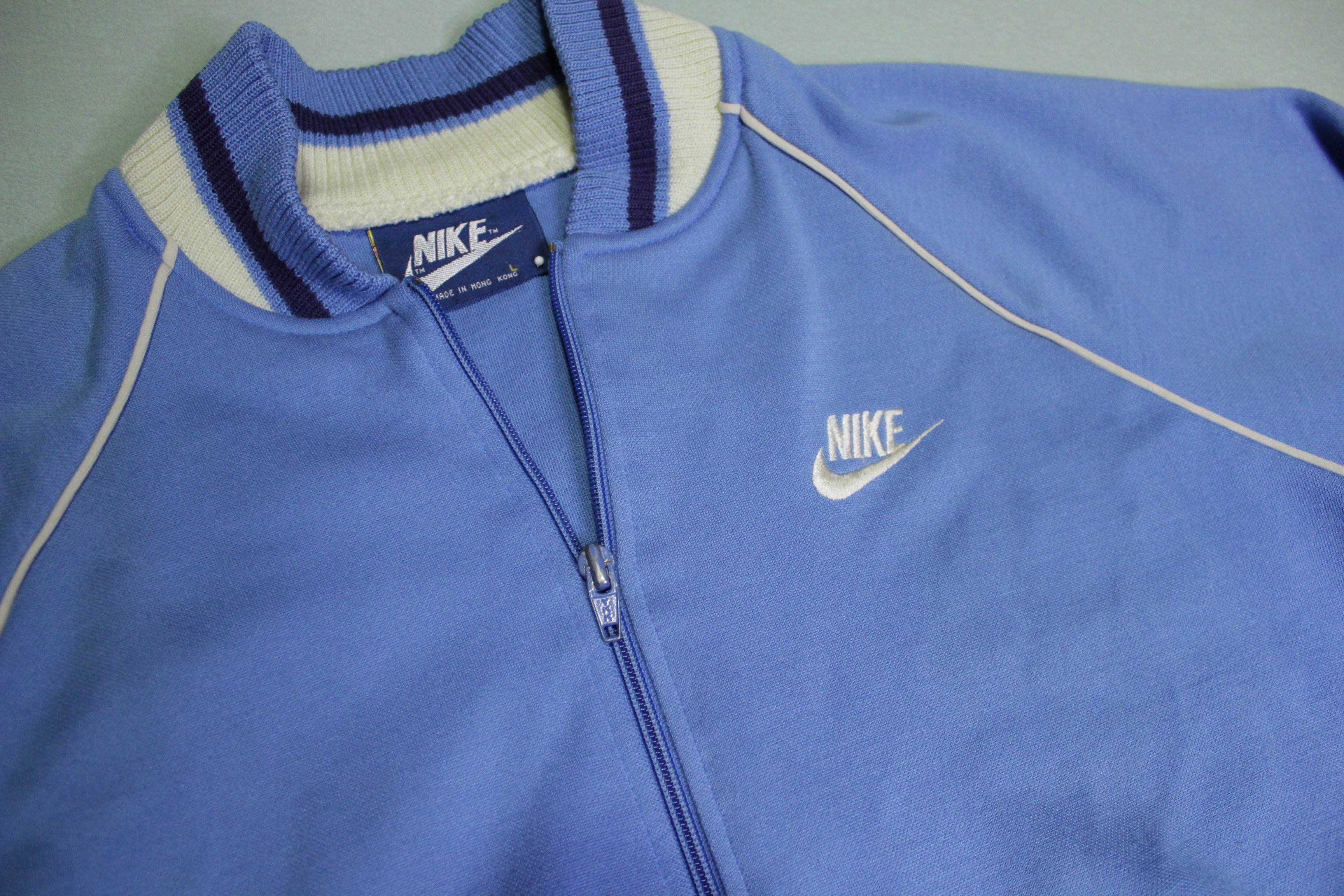 Nike Blue Tag Vintage 80's Zip Up Off Center Swoosh Check Track Jacket