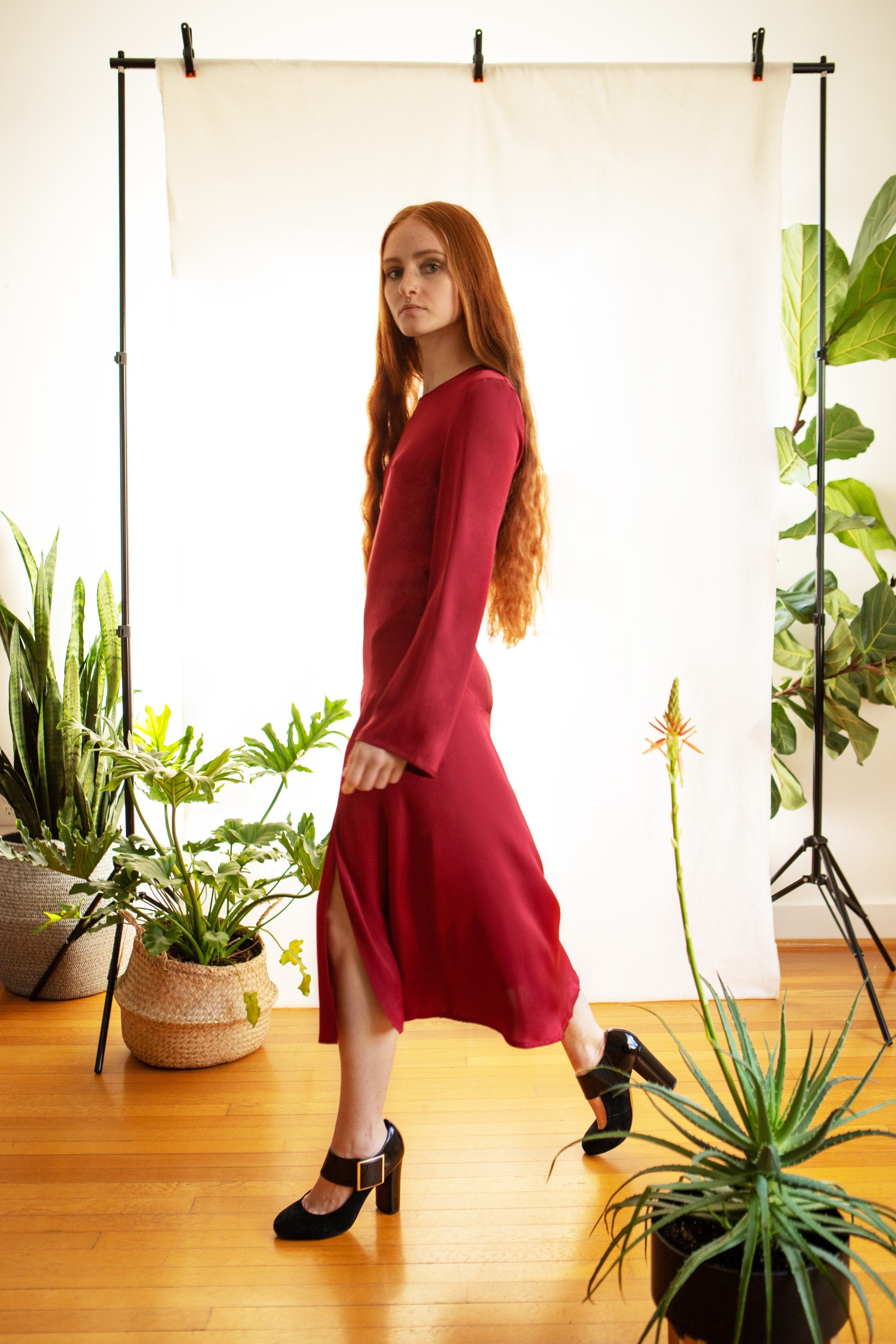 Nina Dress / Scarlet Red Silk