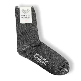 NISHIGUCHI KUTSUSHITA Silk Cotton Lounge Socks charcoal