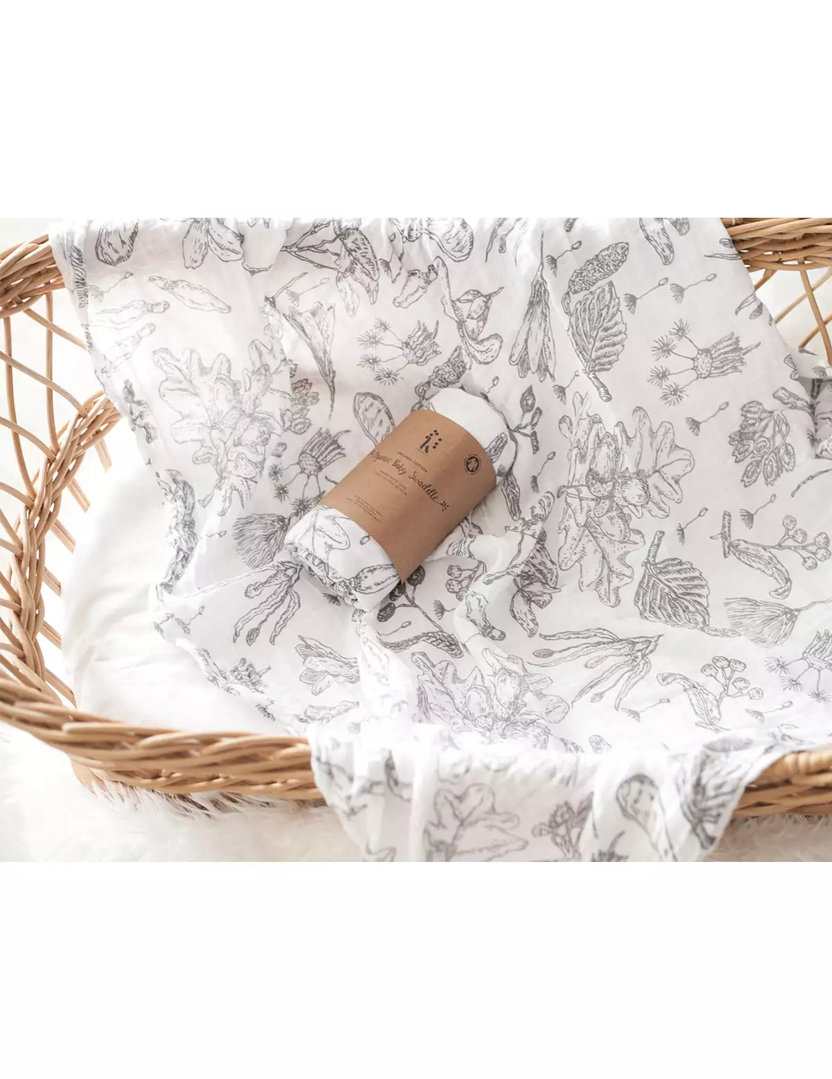 Organic Cotton Printed Baby Swaddle - Forest Walk