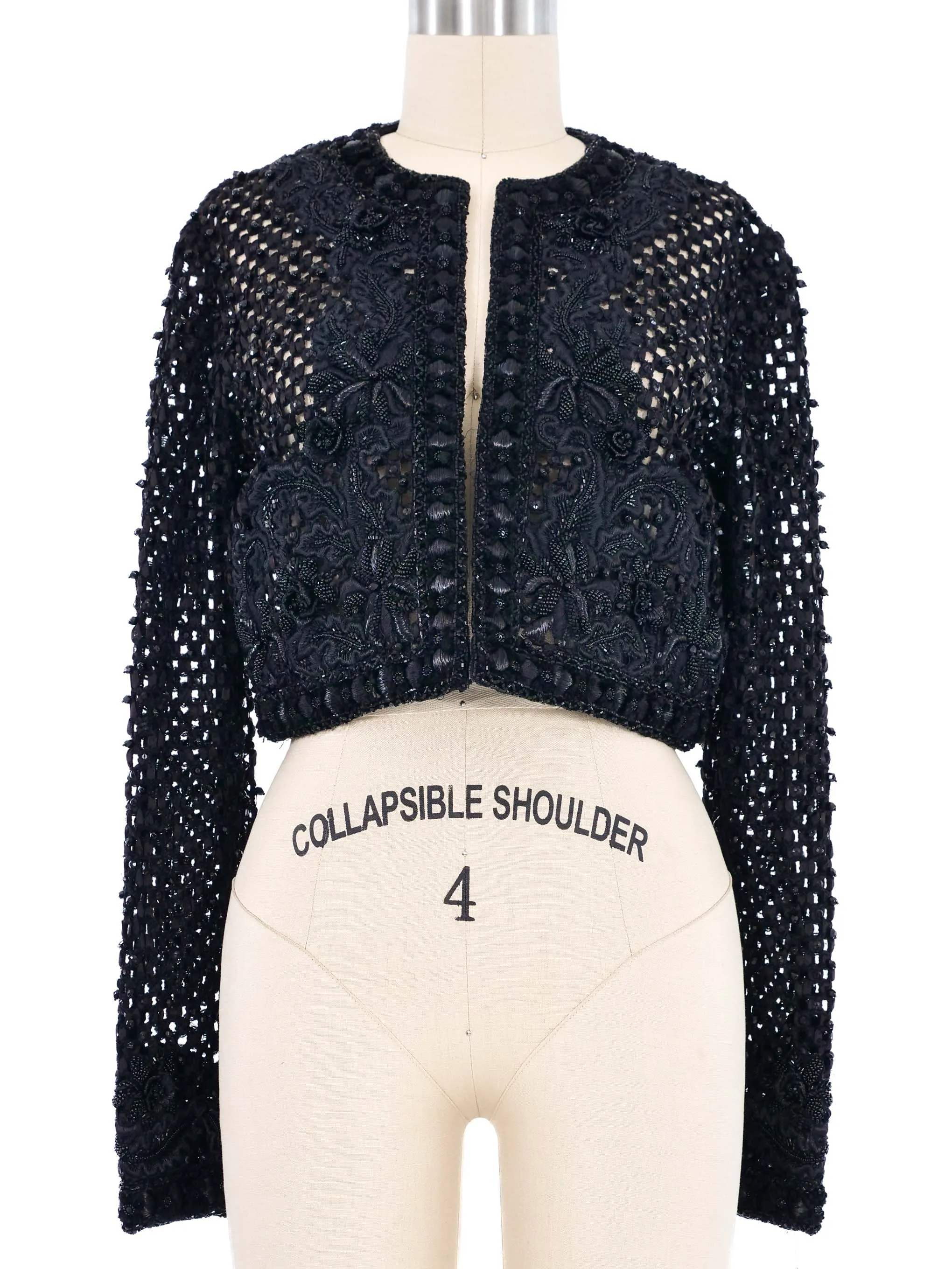 Oscar de la Renta Beaded Crochet Ribbon Jacket