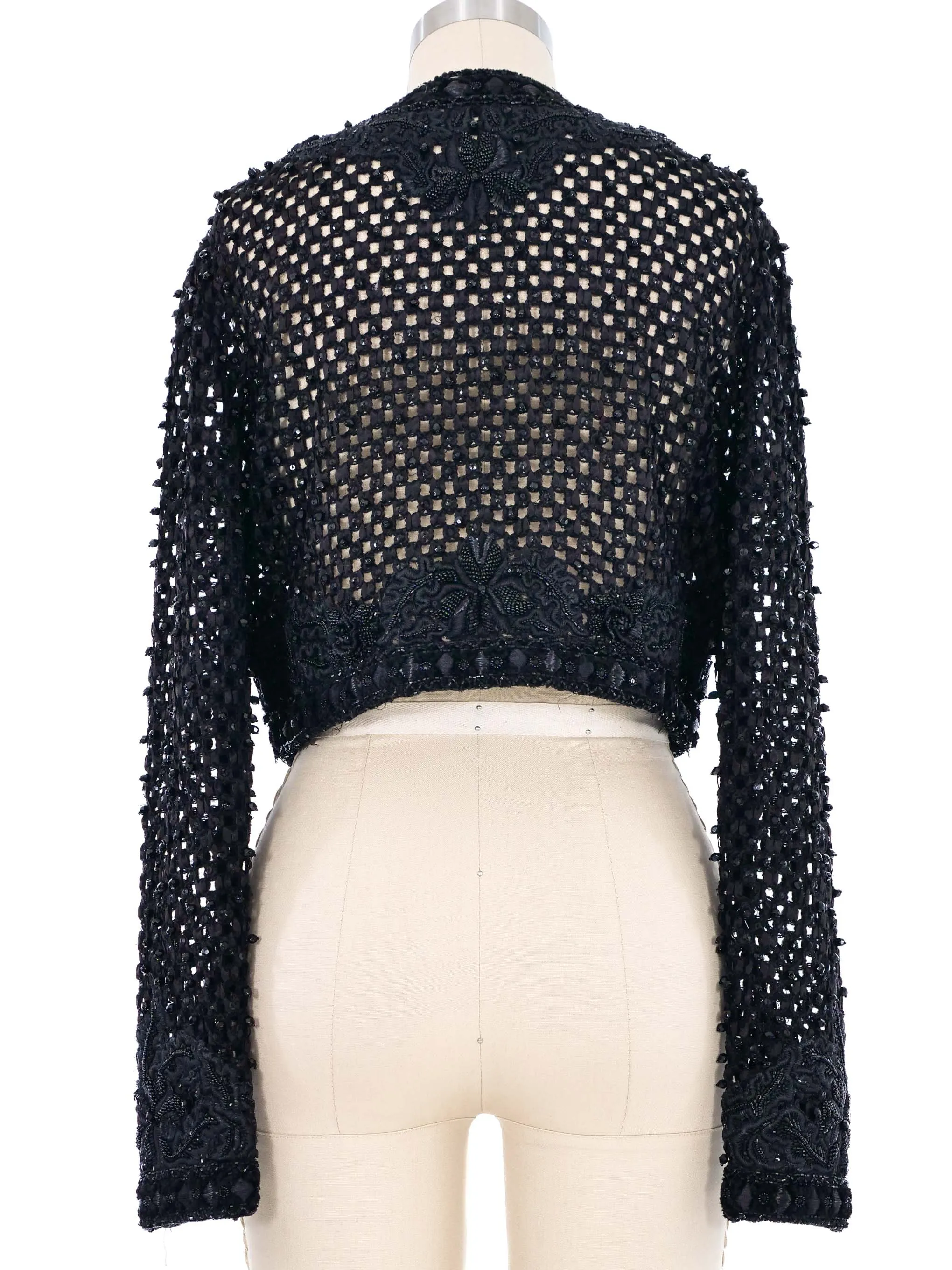 Oscar de la Renta Beaded Crochet Ribbon Jacket