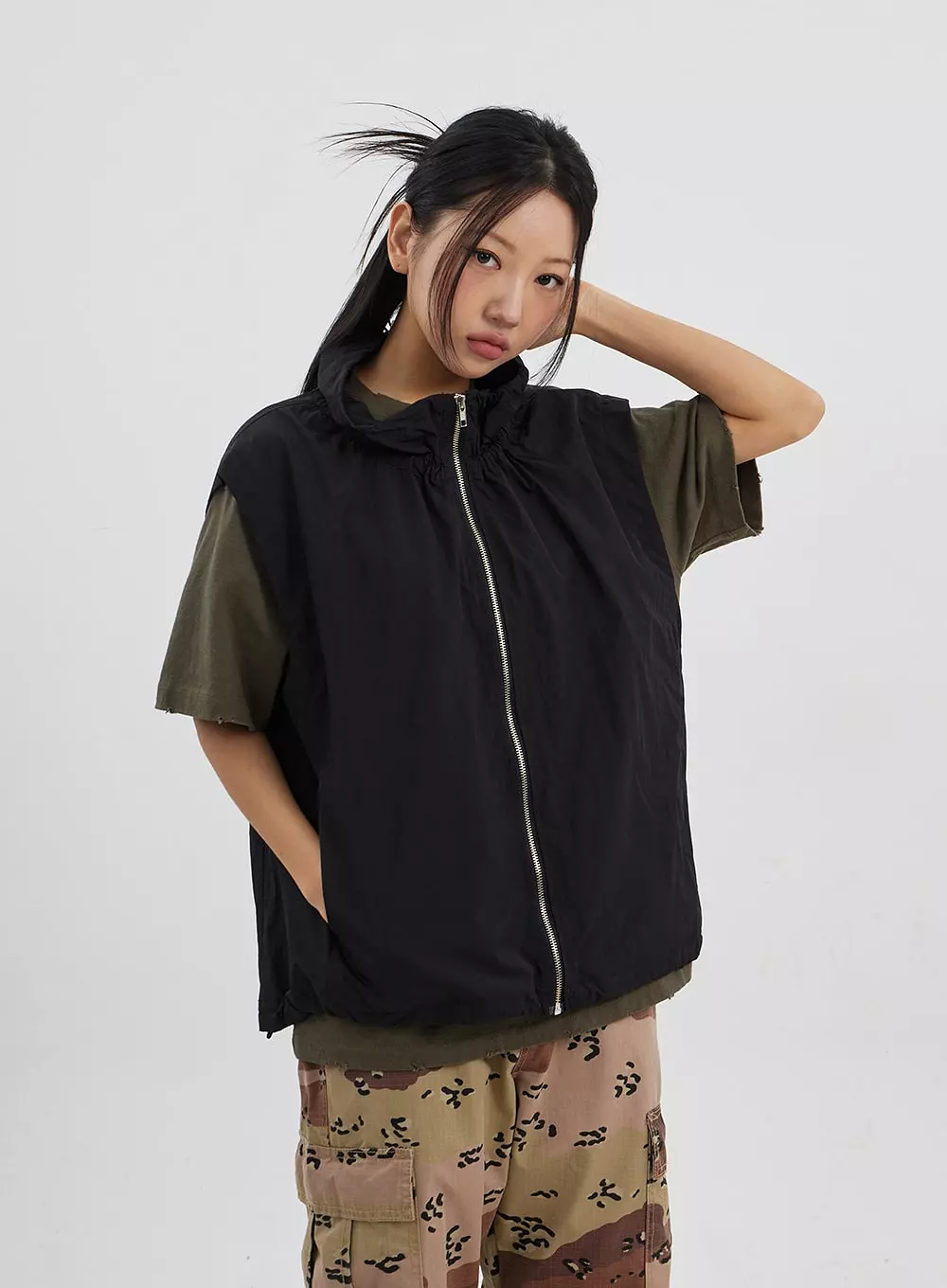 Oversized Zip-Up Vest Unisex CJ330