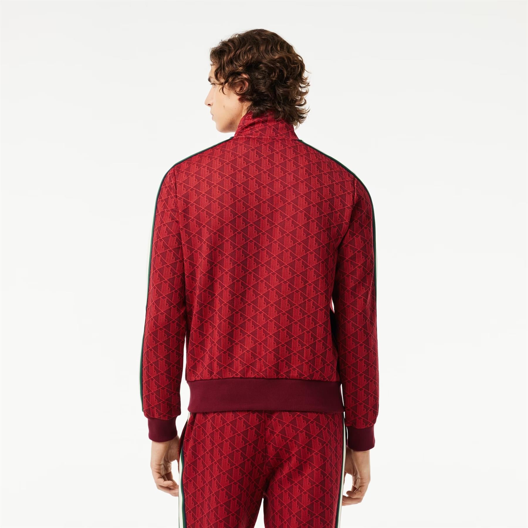 Paris Jacquard Monogram Full Zip Cotton Blend Mid Layer Red - AW23