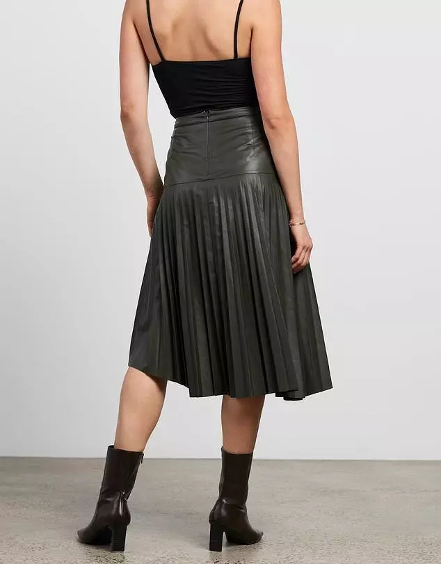 Park Avenue Pleated Skirt Bottlebush Green Leather