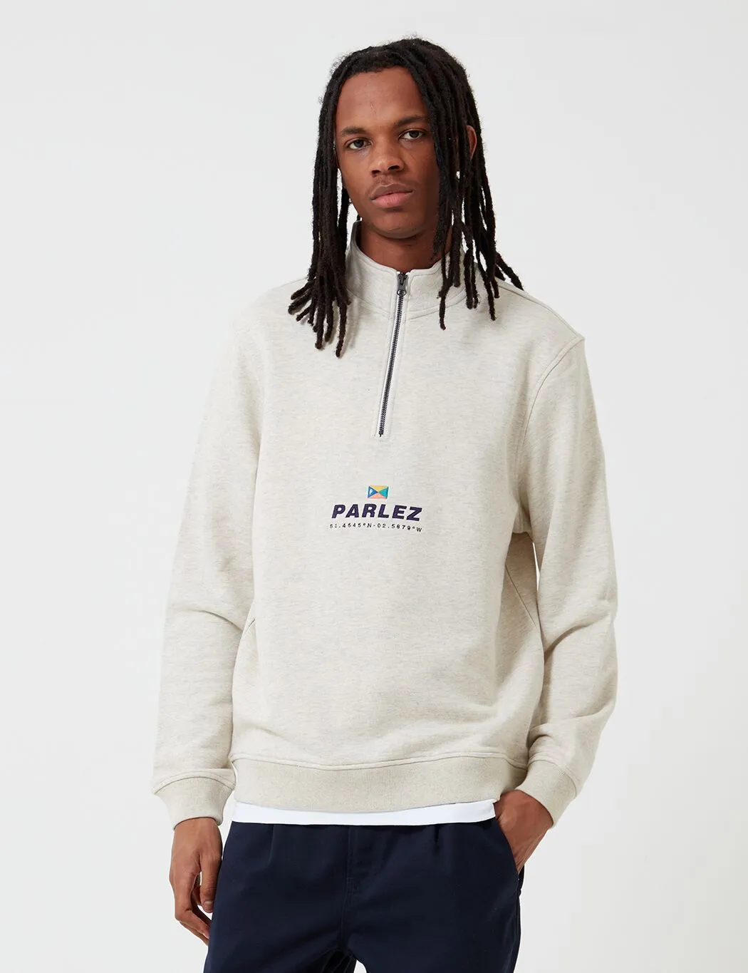 Parlez Davis Quarter Zip Sweat - Grey Heather