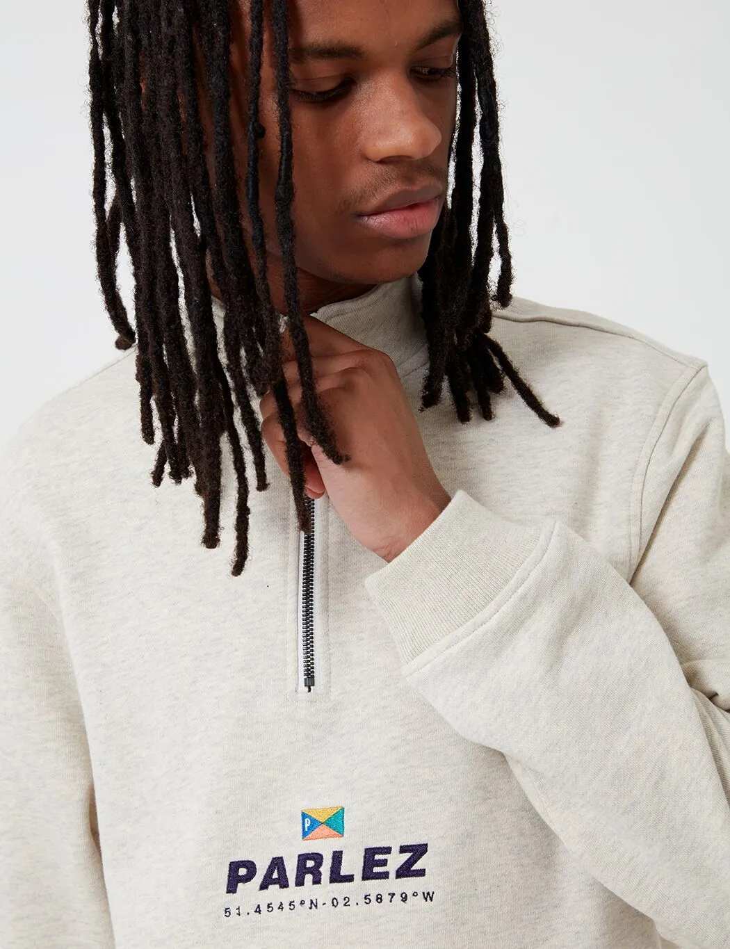 Parlez Davis Quarter Zip Sweat - Grey Heather