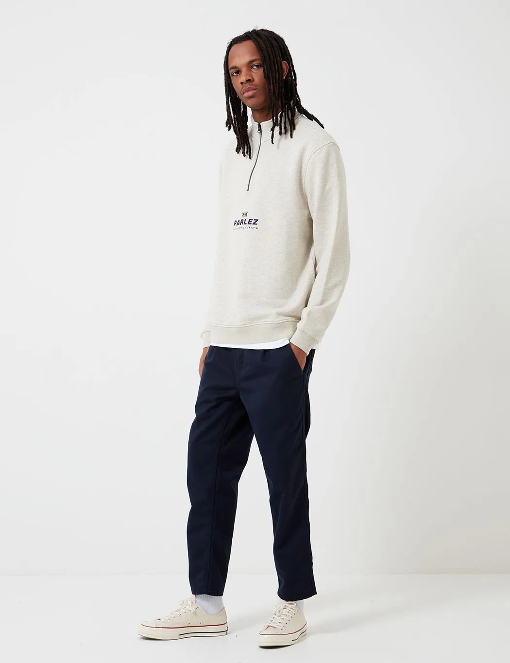 Parlez Davis Quarter Zip Sweat - Grey Heather