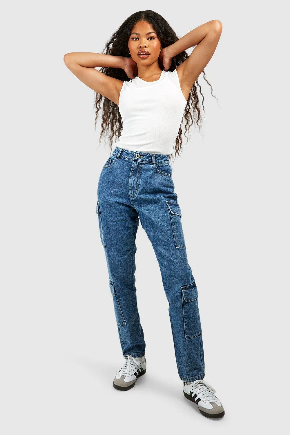 Petite 28 Inch Basics Slim Cargo Jeans