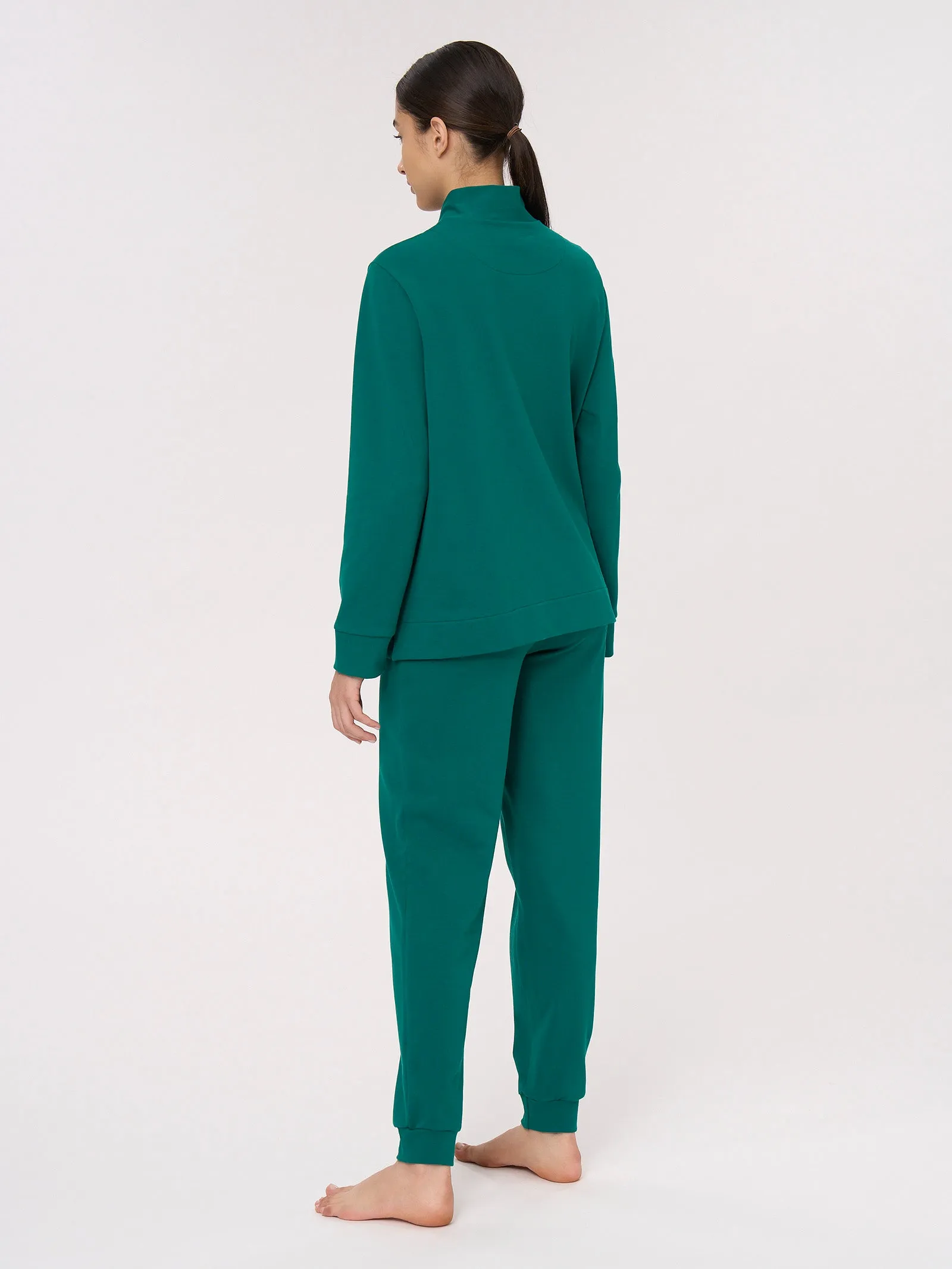 Pigiama a tuta in Eco Cotton Piquet Stretch - Aventurine