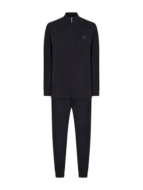 Pigiama a tuta in Eco Cotton Piquet Stretch - Nero