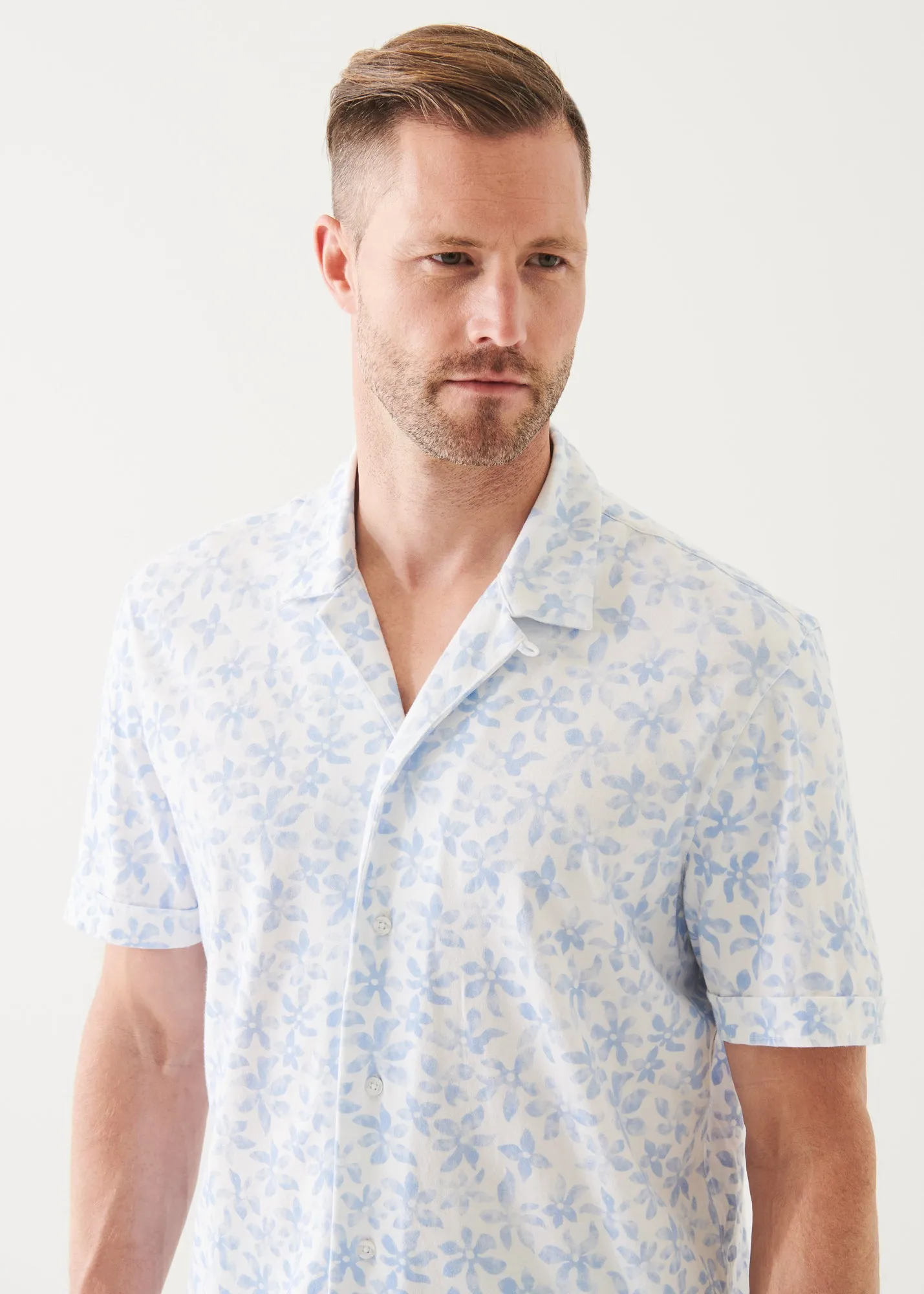 PIMA COTTON STRETCH PRINTED CAMP SHIRT