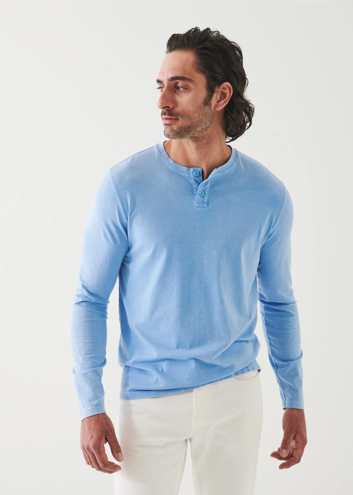 PIMA COTTON STRETCH VINTAGE WASH HENLEY