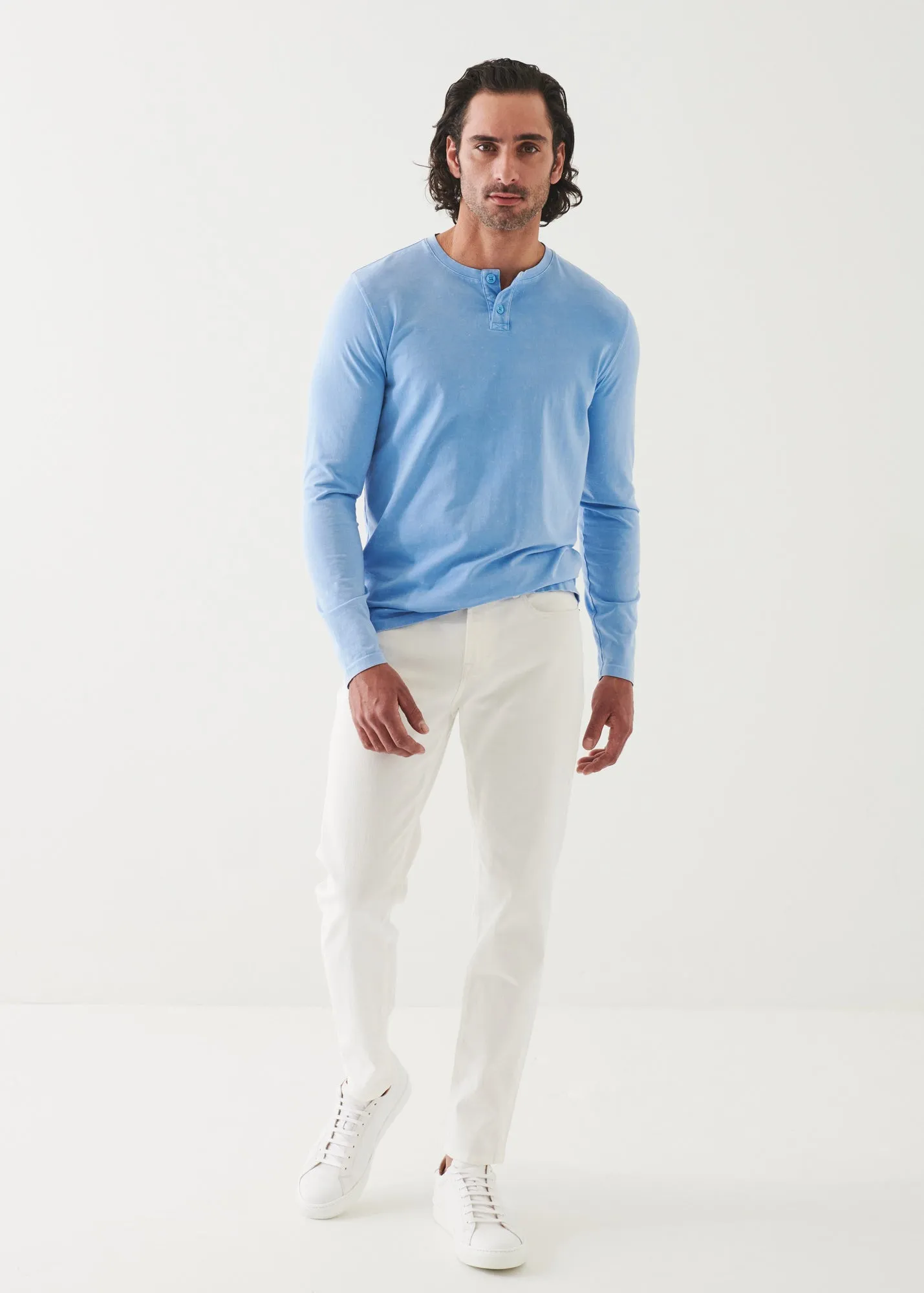 PIMA COTTON STRETCH VINTAGE WASH HENLEY