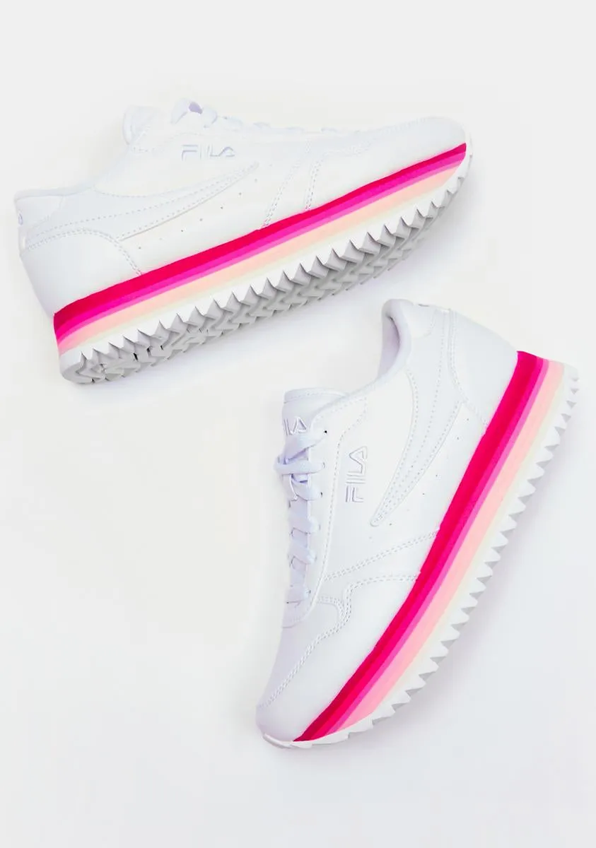 Pink Glow Orbit Stripe Sneakers-