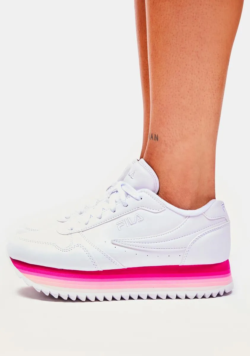 Pink Glow Orbit Stripe Sneakers-