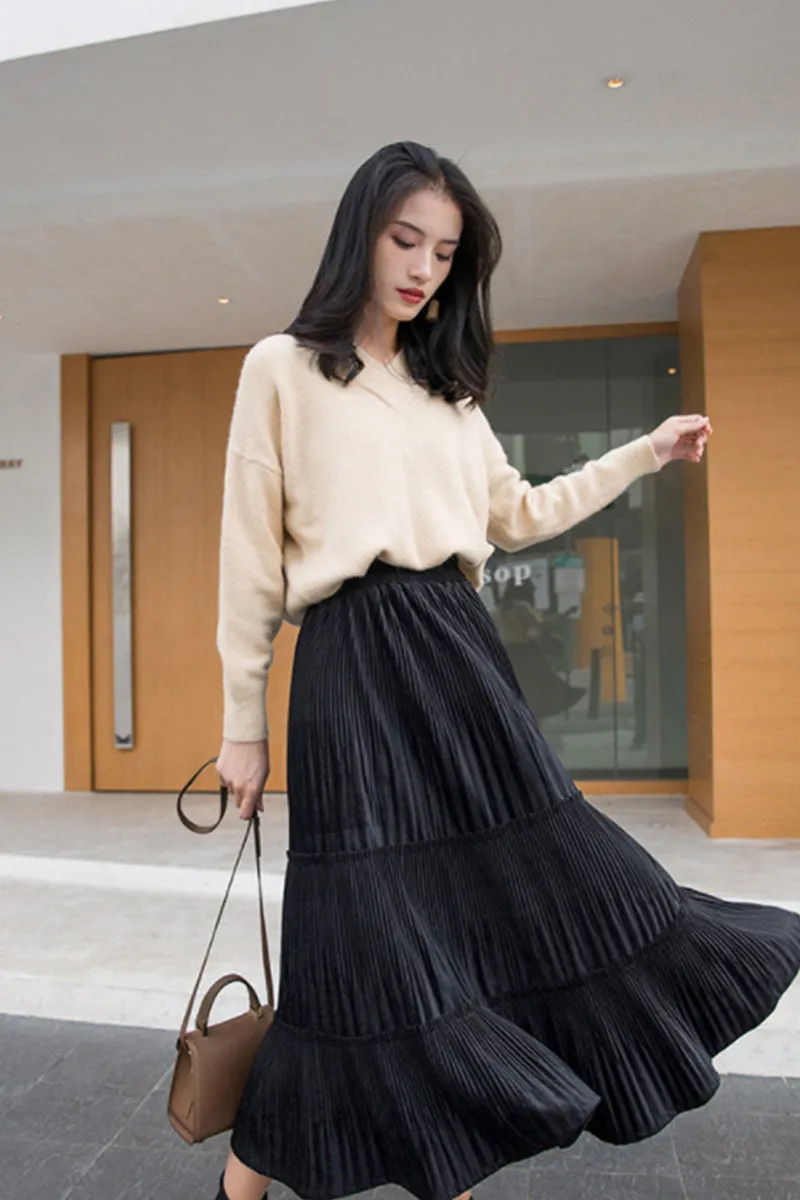 Pleuche Pleated Skirt