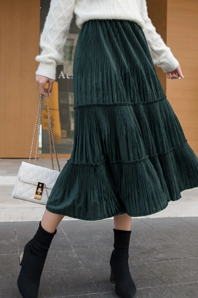 Pleuche Pleated Skirt