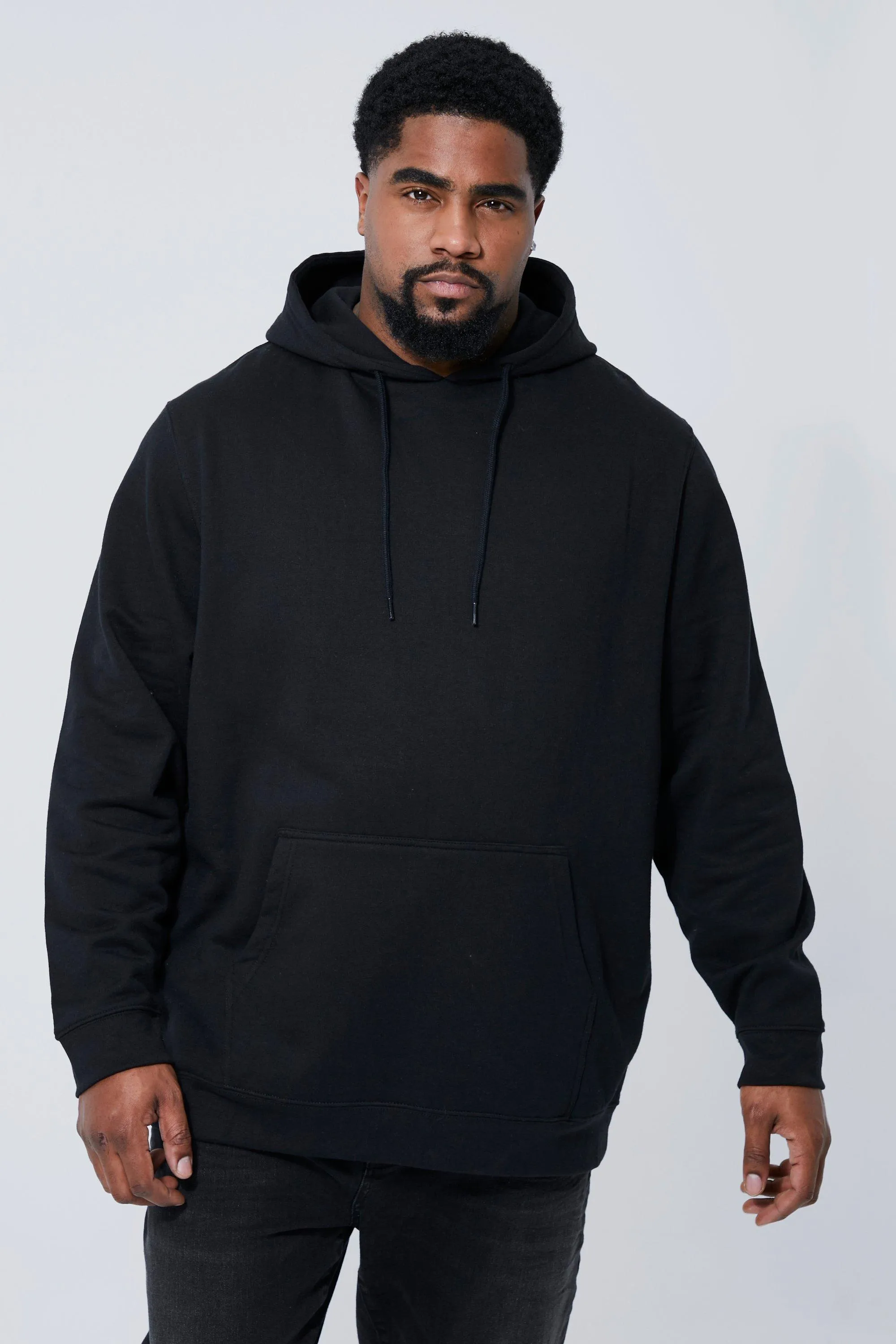 Plus Size Basic Over The Head Hoodie | boohooMAN UK