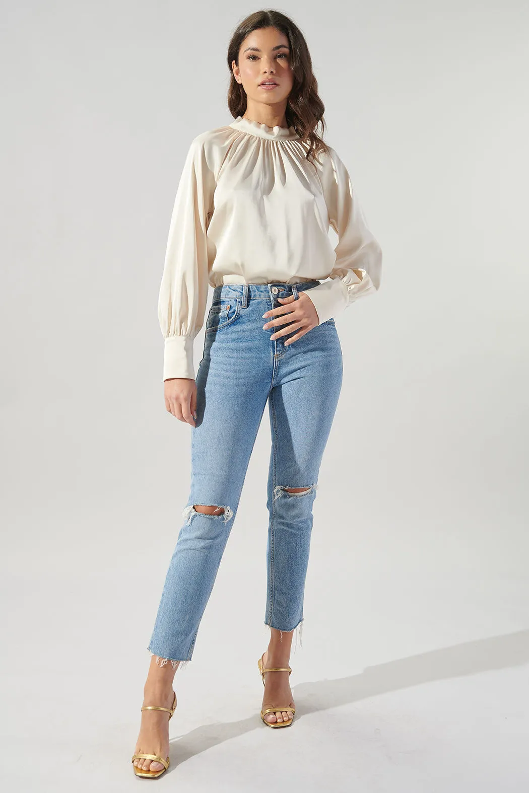 Poetic Justice Raglan Satin Blouse