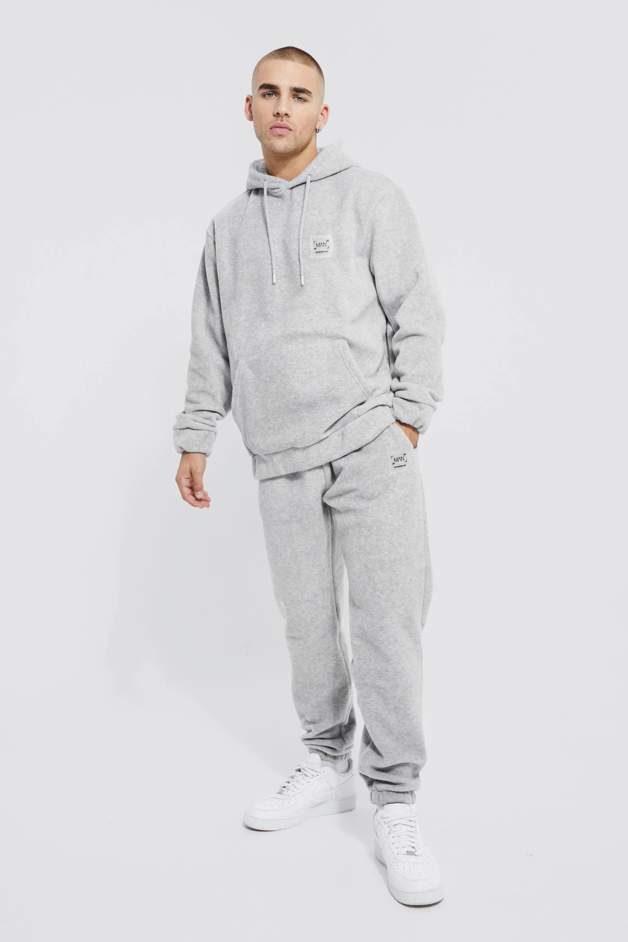 Polar Fleece Jogger And Hoodie Tracksuit | boohooMAN UK