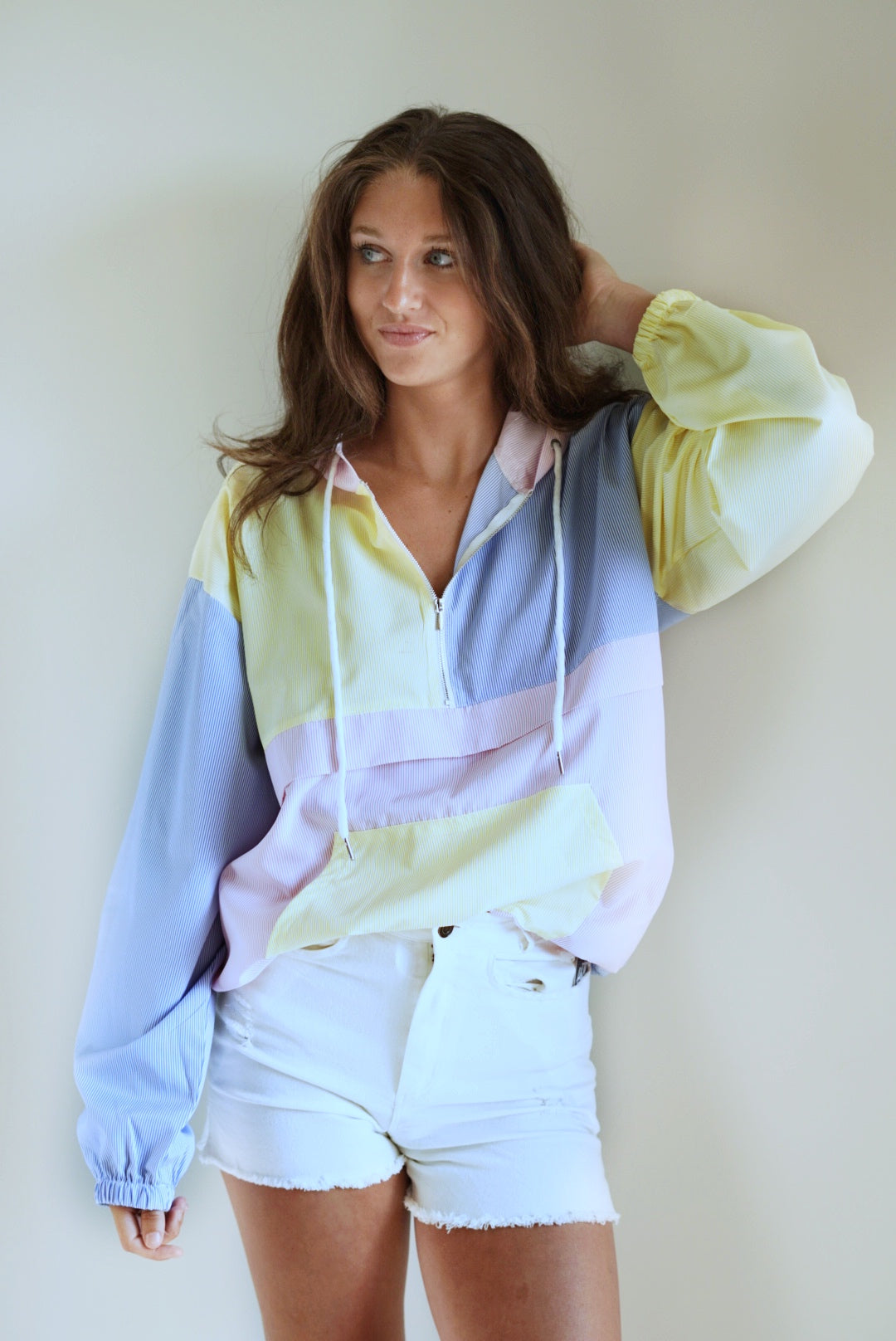 Posie Preppy Color Block Zip Up Hoodie