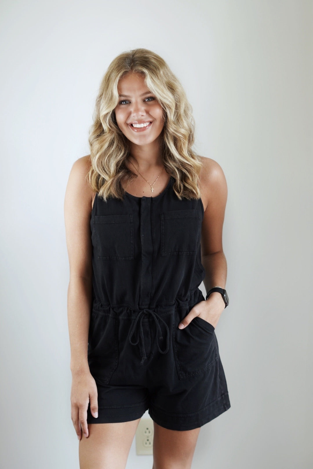 Pres Pocket Zip Up Romper